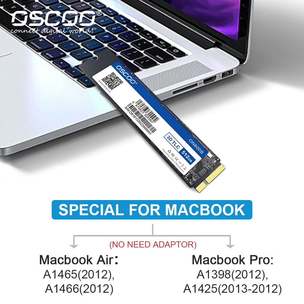 Oscoo-discos Rígidos para Macbook Ssd Sata3 Pro 128gb 256gb 512gb 1tb A1398 A1425 A1465 A1466 2012 - Imagem 3
