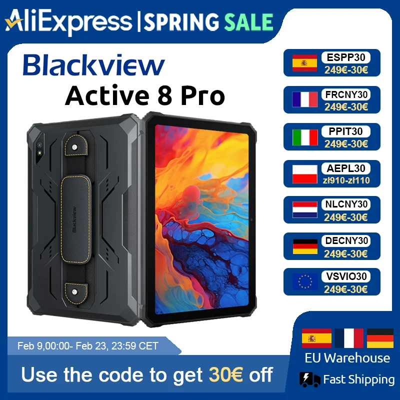 Blackview Active 8 Pro tablettes robustes Android 15 10.36 "2.4K affichage Helio G99 16GB 256GB tablette PC 22000mAh