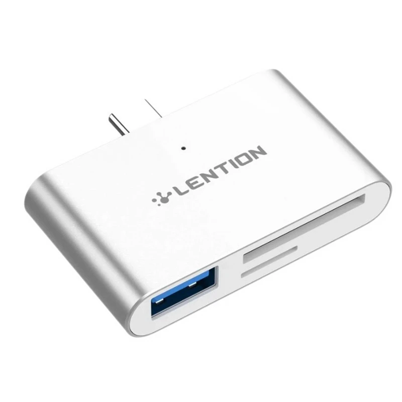 Lention Cs15 Lettori Di Schede Da Usb C A Sd/Micro-Sd Con Adattatore Usb 3.0 Per Macbook Pro,2018 2019 Ipad Pro E Mac Air, Argento