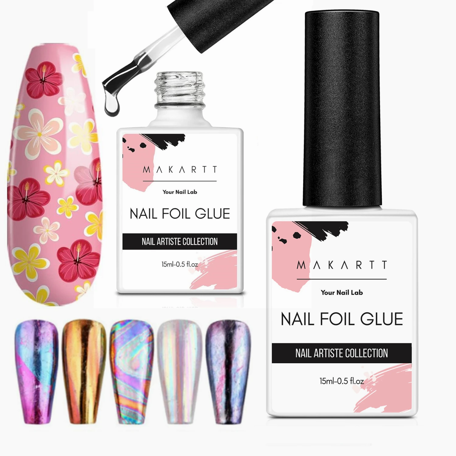Makartt Nail Foil Glue Gel for Nail, Foil Gel Transfer for Nails Art Stickers Strong Adhesion Foil Transfer Gel Soak Off Salon