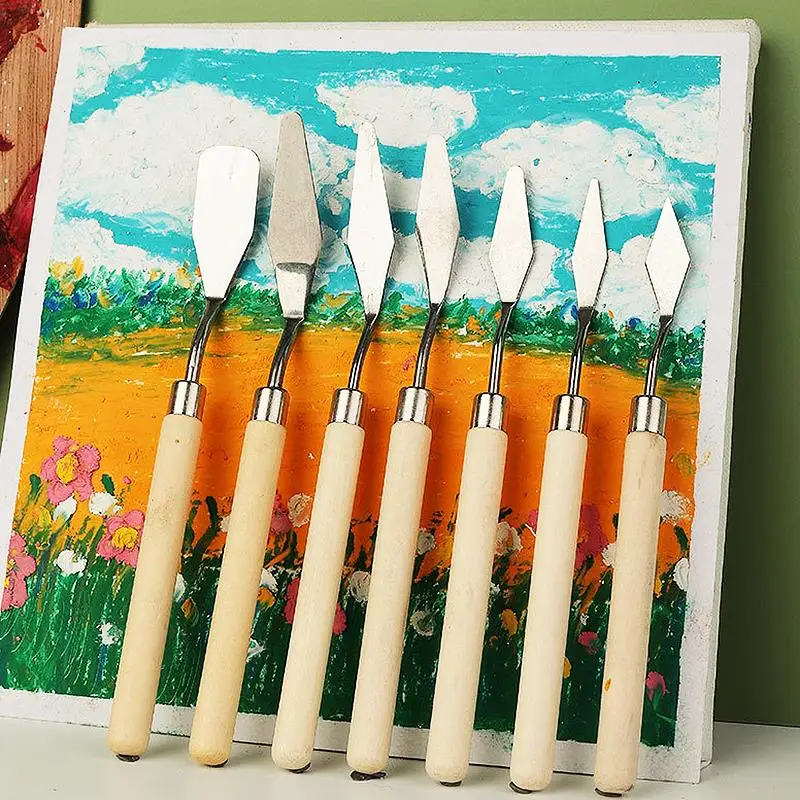 Stainless Steel Ceramics Spatula Polymer Clay Scraper Pottery Modeling Tools Art Oil Painting Knives 7Pcs/Set Cake Spatula Kit polymer clay tools pottery sculpting tools clay sculpting tools pottery tools clay craft tool