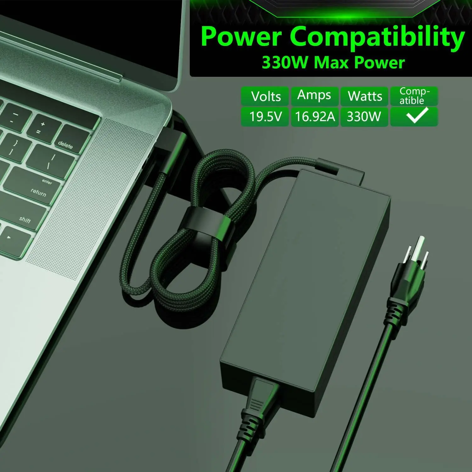 330W 16.92A 19.5V GaN 노트북 충전기 (레이저 블레이드 16 18 RTX 4070 4080 4090 RC30-0484 RZ09-0483 RZ09-0484 AC 전원 어댑터)