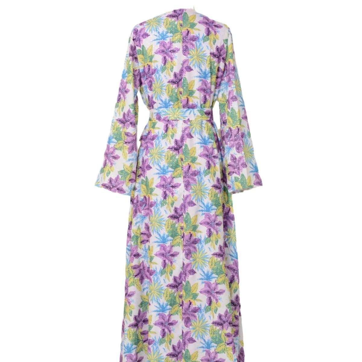 Abaya For Women Muslim Dubai Saudi Abaya Light Luxury Printed Beaded Robe Dress Ramadan Gurban O-neck Abaya Elegant Women