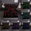 Red Grid 3D Visual Geometry Art Print Fitted Sheet Set Mattress Covers Soft Breathable Bedding Set 1* Fitted Sheet+2*Pillowcases 1
