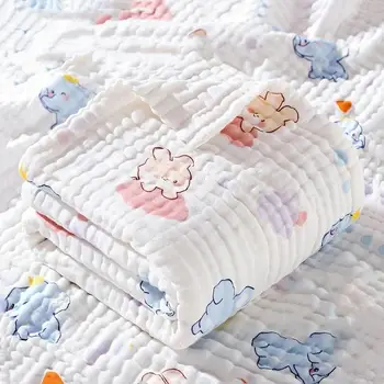 Coperta Fasciatoio in Mussola di Cotone Traspirante Stampata per Neonati, Asciugamano da Bagno per Bambini