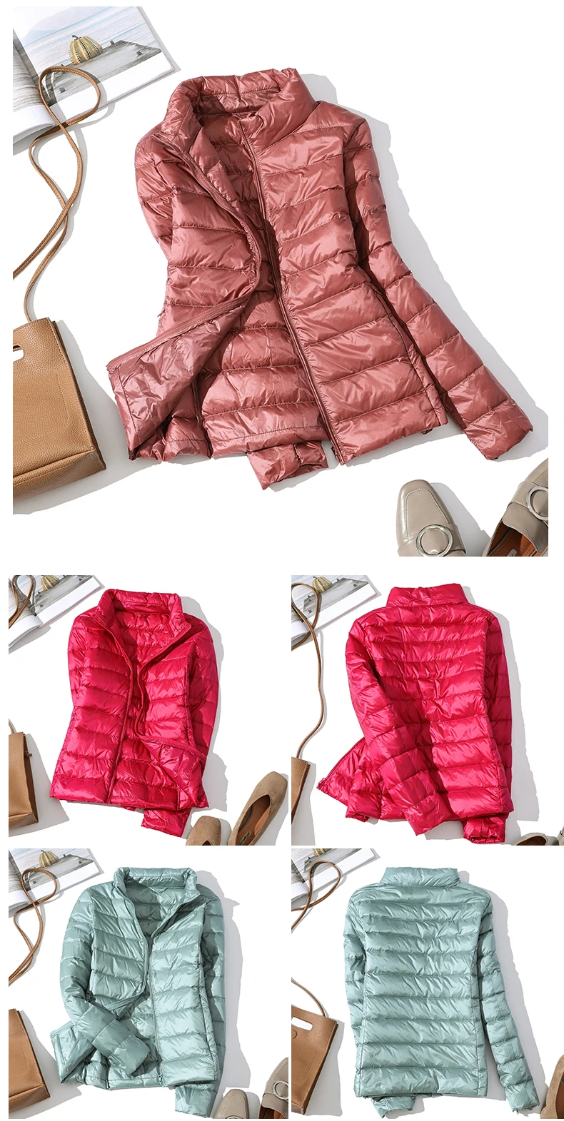 2023 New Autumn Winter Women Warm Jacket Thin Duck Down Coat Super Light Women Casual Stand Collar Down Coat