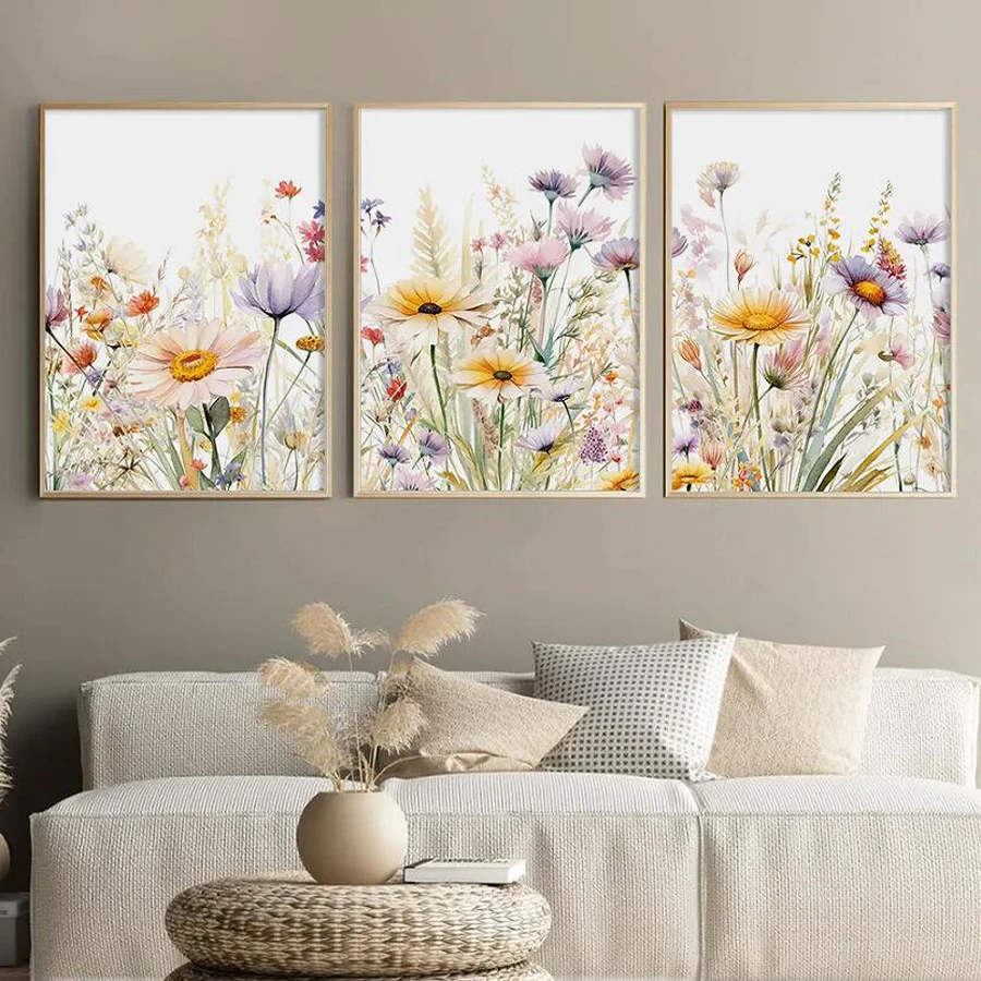 

Wild Flower Plants Mosaic Painting 3 Piece Set Diy Full Diamond Embroidery Triptych Kits Rhinestone Picture Wall Decor AA5044