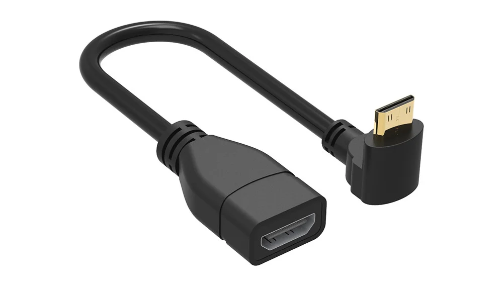 Mini câble HDMI 15 cm,90 degrés adaptateur mini HDMI mâle vers HDMI  femelle, prise en charge 1080p HD intégrale, 3D