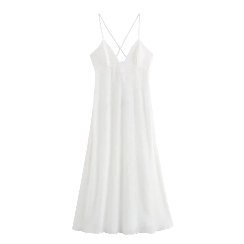 

Fashion Women's Long Dresses Backless V-neck Sleeveless Sling Women's Dresses 2024 New Sexy Elegant Party White Evening Dress