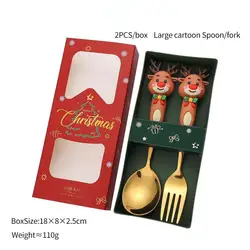 Elegant Stainless Steel Christmas Tableware Gift Set - Forks and Spoons for Coffee, Tea, and Desserts (2pcs spoon G)