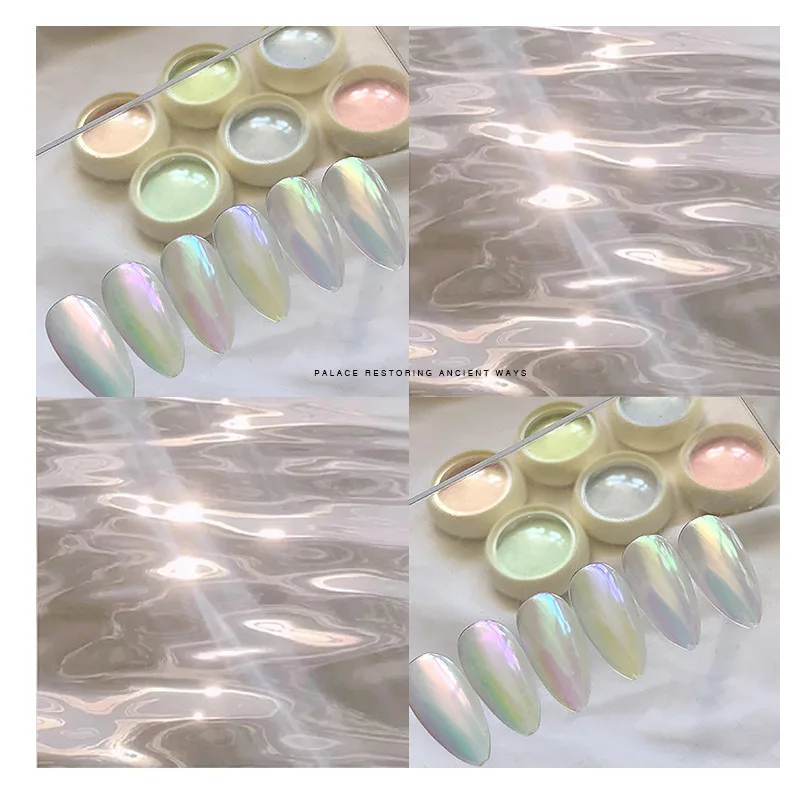 1 Barattolo Specchio Sirena Nail Powder Net 2-3G Aurora Pearl Chrome Pigment Dust Holographic Nail Art Glitter Pigment-Bottle & * &