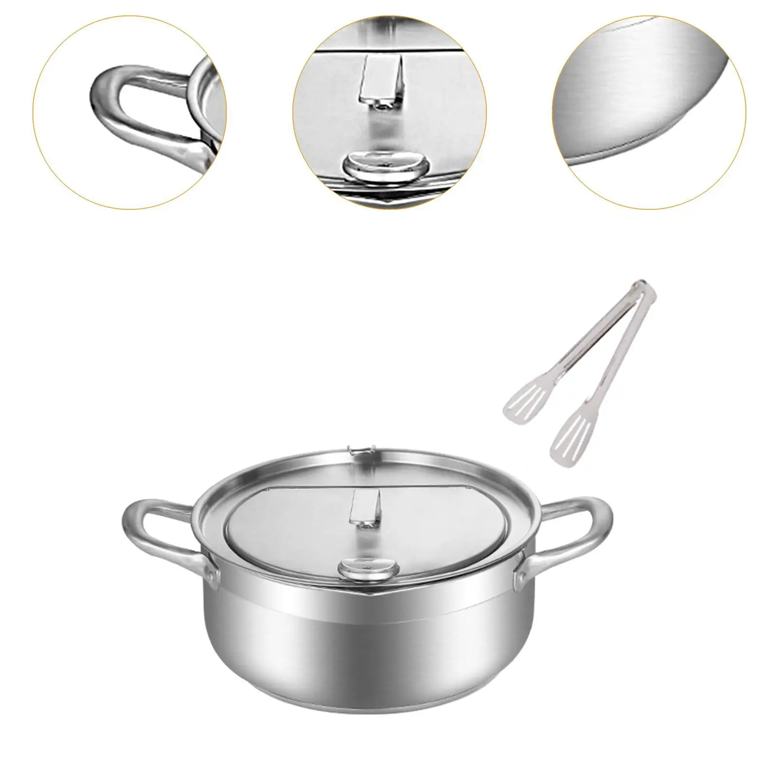 Stainless Steel Frying Pot Frying Chicken Pot Temperature Control Easy to Clean Small Fryer Oil Frying Pan for French Fries