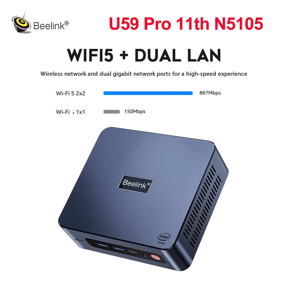 

New Beelink U59 Pro Mini PC Windows 11 Intel Celeron N5105 DDR4 16GB SSD Dual Wifi Desktop Gamer Computer minipc VS N5095 Mini S