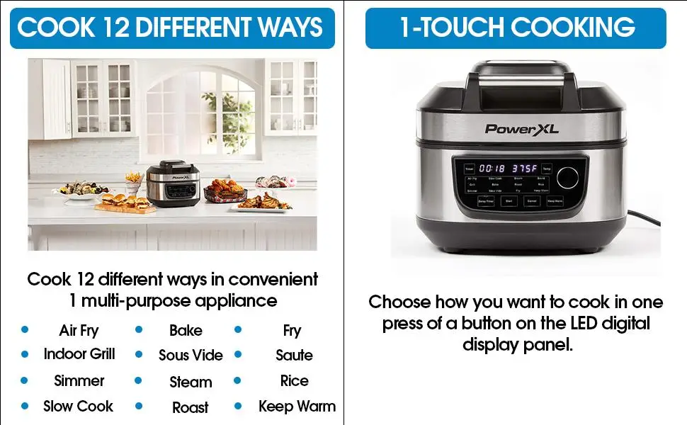 Description Picture 4 of itemGrill Air Fryer Combo 6 QT 12-in-1 Indoor Slow Cooker, Roast, Bake, 1550-Watts, Stainless Steel Finish (Standard)