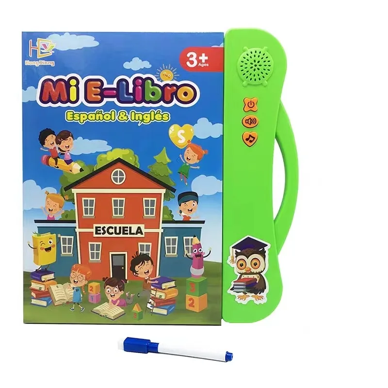 Electric Audio My E Book Educational Bilingual Kid Learning English Spainish Machine Bady Sound Board Cognitve Computer Toy 2