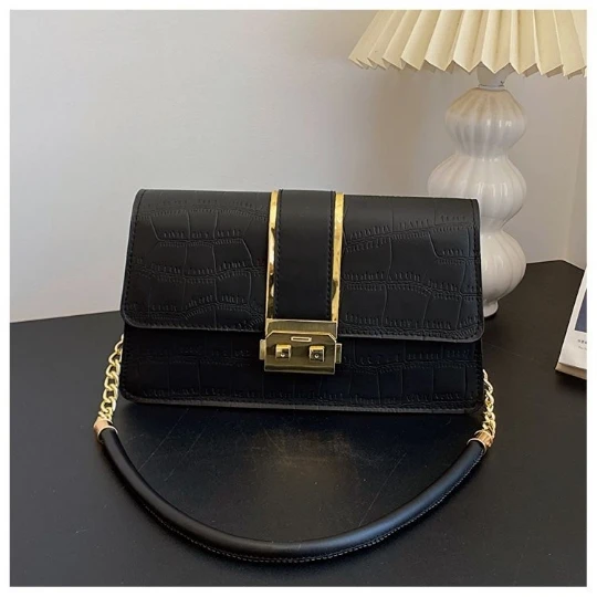 

Black OL Serpentine Girl Woman Messenger Trend Shoulder Bags PU PVC Leather Women Lady Shining Handbag Purses Cheap Small Bag