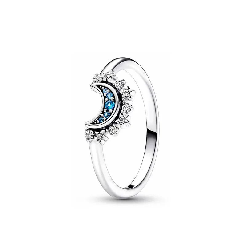 Silver Ring 925 Sterling Silver Ring For Women Original Fashion Jewelry Accessories Moon Snowflake Heart Gifts Wedding Patry