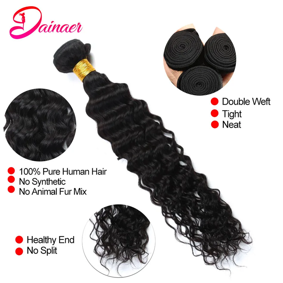 Deep Curly Bundles Human Hair Natural Hair Extensions Natural Black 3 Bundles Deal Brazilian Human Weaving 10-30 inch