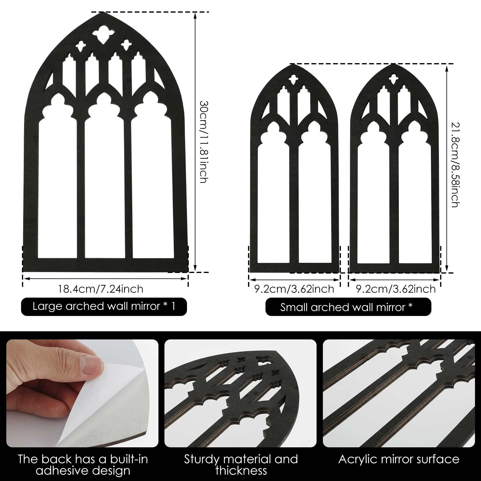 3 قطعة المرايا القوطية جدار ديكور مقوس ديكور مرآة...