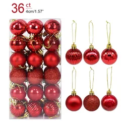 Festive Christmas Tree Ornaments - Elegant Hanging Decorations for Home and Party Decor 2023 (36pcs red)