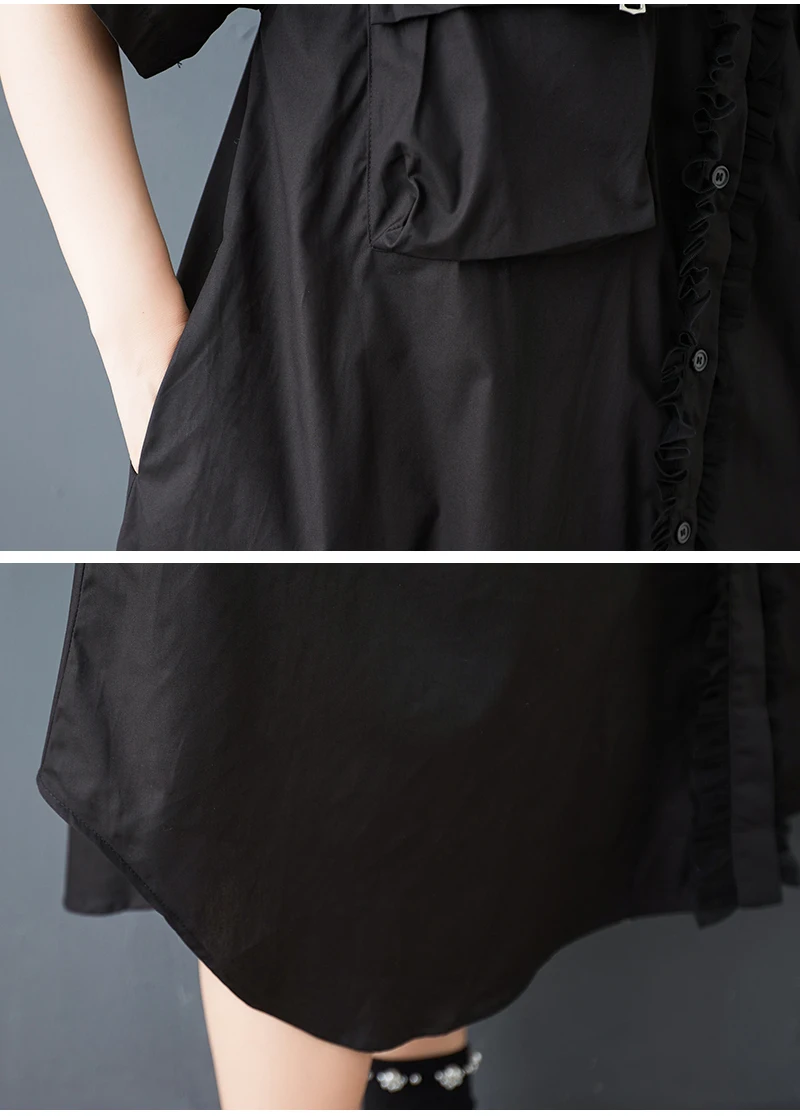 Tannt Women Dress Mesh Patchwork Color Matching Shirts Dresses Irregular Fashion Black White Summer Long Dresses 2025 New