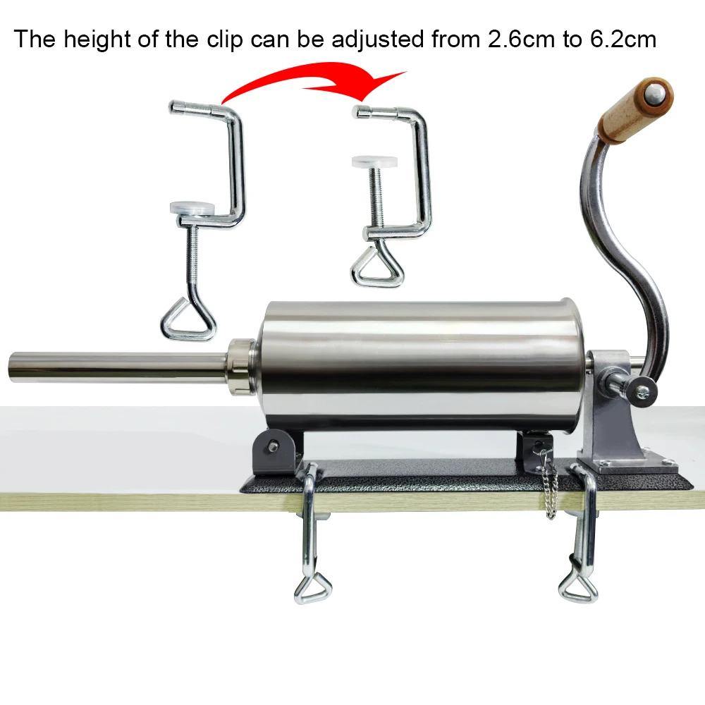 Description Picture 4 of item3L Sausage Stuffer With 8Pcs Tubes, Machine Manual Stainless Steel Horizontal Sausage Maker Filling Filler
