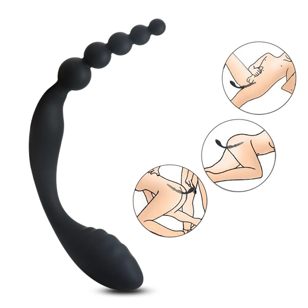 Manual Black Pull Beads Anal Plug Silicone Dildo Anal Double Head Butt Plug For Gay Men prostate massager pull bead anal plug