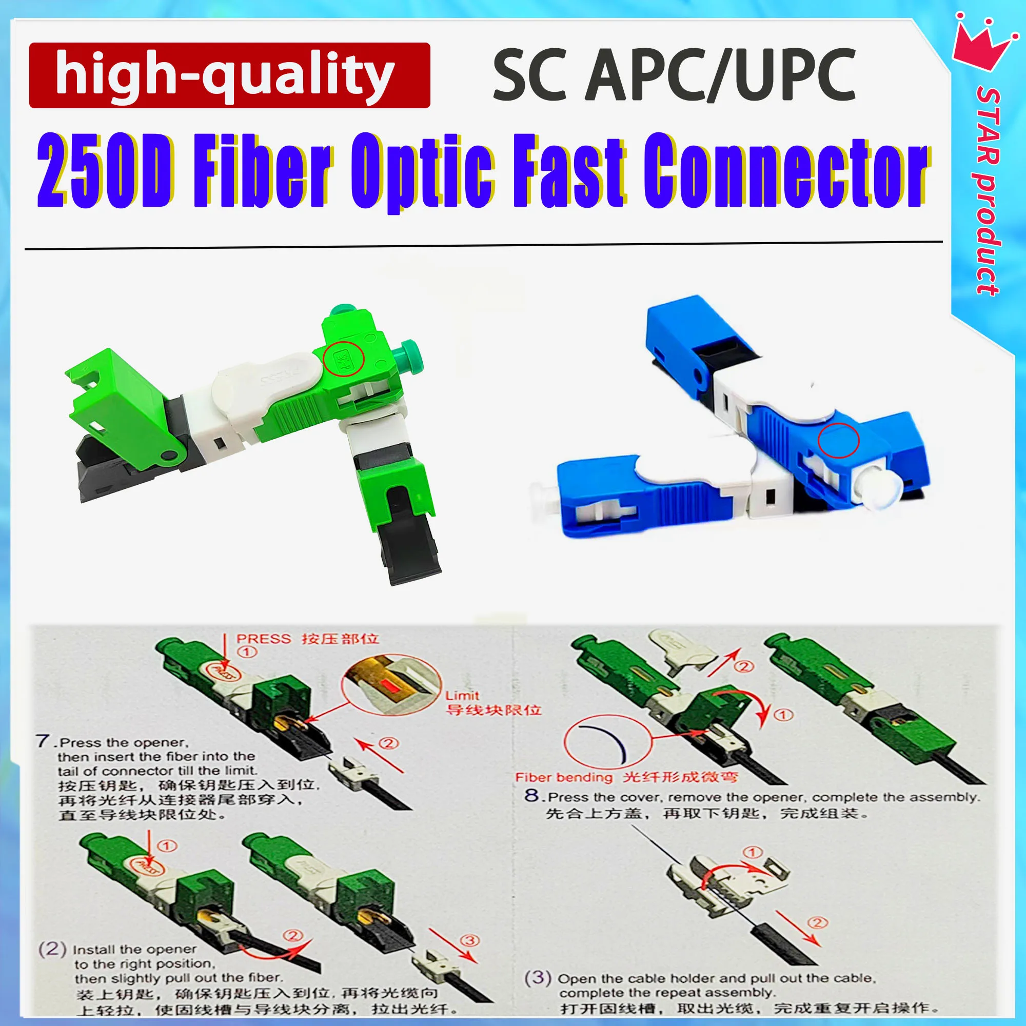 100% High-quality Fast Connector ESC250D Fiber Connector Single-Mode SM Fiber Optic Quick Connector SC/APC SC/UPC FTTH den tal fiber optic quick coupling connector for high speed handpiece den tal equipment