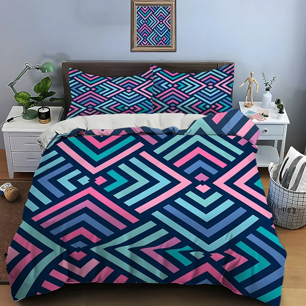 Geometric  Designs Patterns Bedding Set Duvet Cover 1 Duvet Cover 2 Pillowcases Adult and Children Bedding Set Luxury Gifts