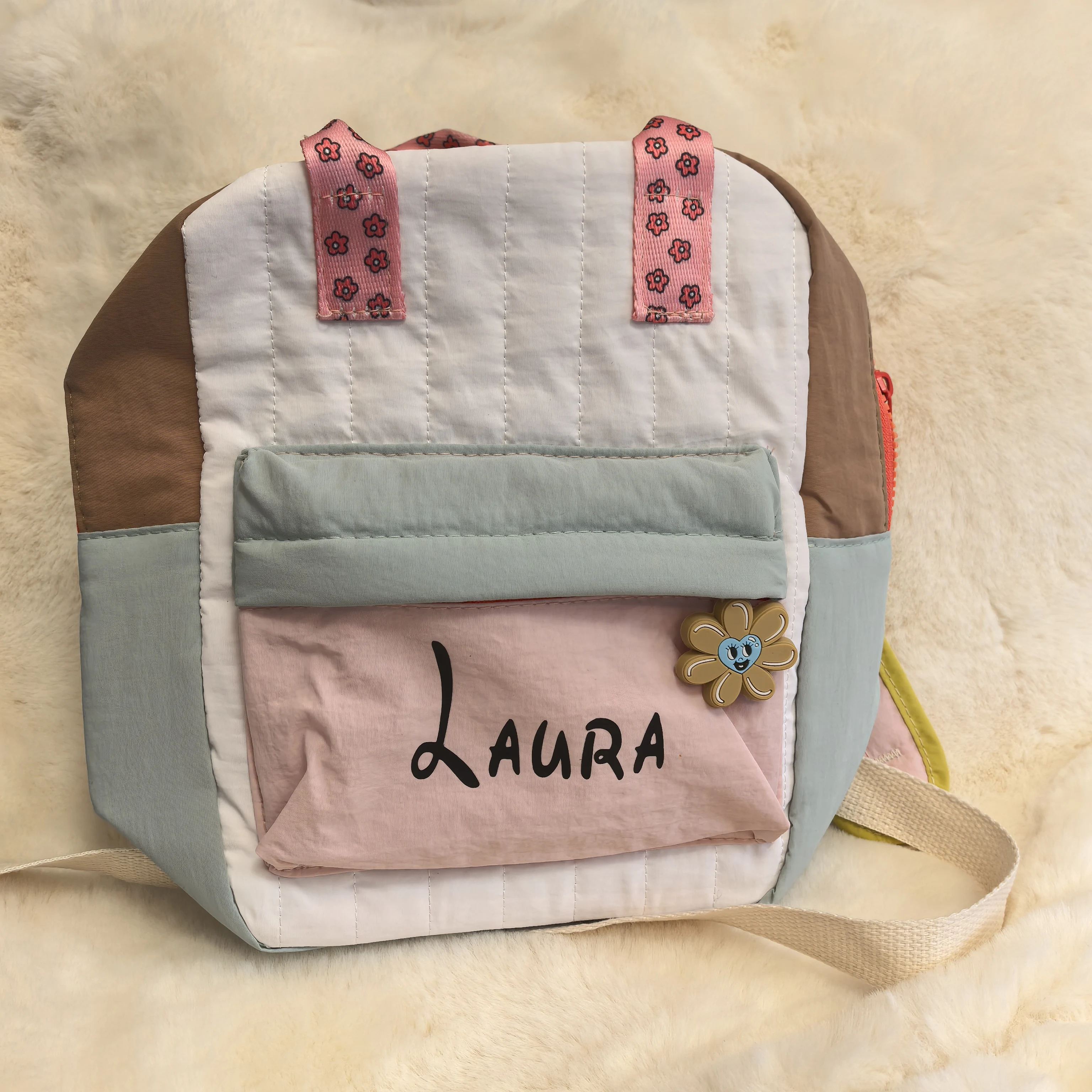 Customized Children's Printed Shopping Backpack, Cute And Fun Sunflower Hanging Accessories, Color Blocked Backpack