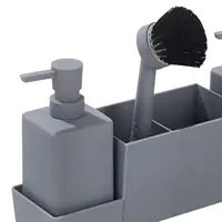 4x เครื่องจ่ายสบู่เหลวในครัวพร้อมที่วางฟองน้ําไม่ลื่นสําหรับอ่างล้างจานในบ้านในห้องน้ํา 5