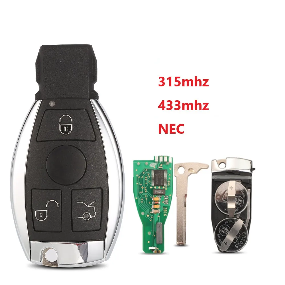 NEC System 3 Button Remote Car Key Fob 433Mhz 2 BATTERY for Mercedes Benz A B C E S Class W203 W204 W205 W210 W211 W212 W221