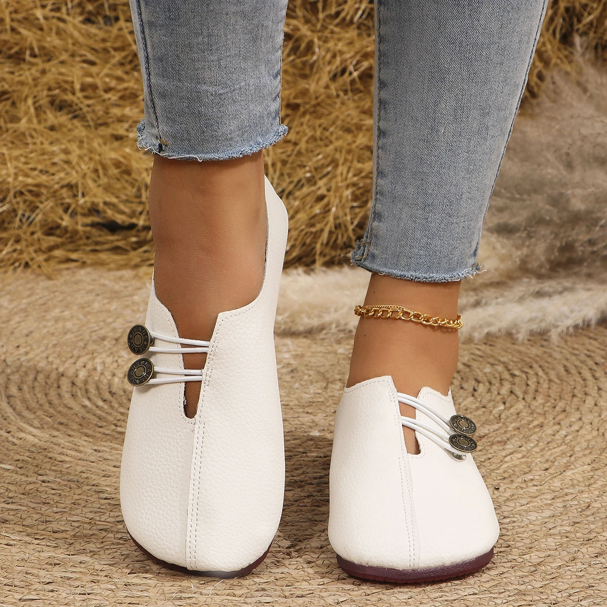 Women Flats Shoes 2024 New Spring Autumn Casual Comfortable Boat Shoes Loafers Round Toe Ballet Outdoor Soft Bottom Flat Shoes 4