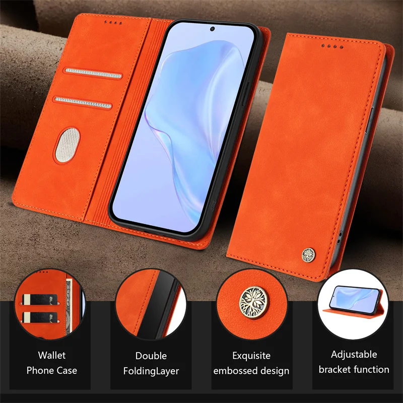 Colorful Macaron Magnetic Leather Wallet Case