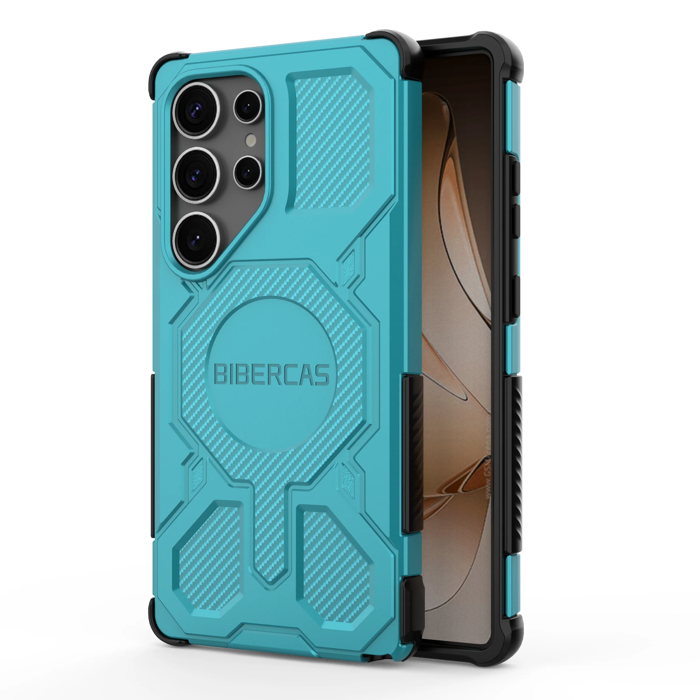 Magnetic Military Armor Phone Case with Wireless Charging & Anti-Drop Protection