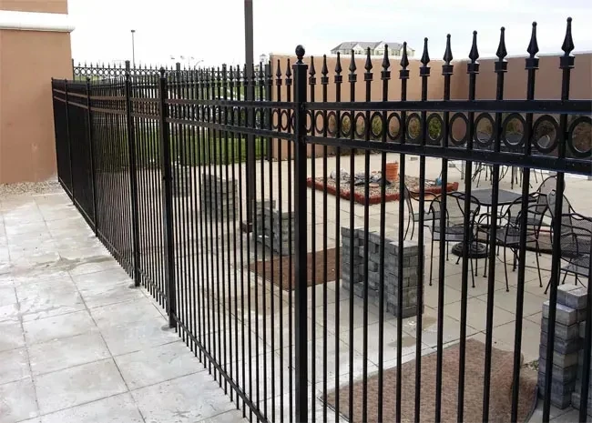 Black Powder Coated Residential and Commercial cheap wrought iron decorative metal fences panels fencing trellis & gates 4
