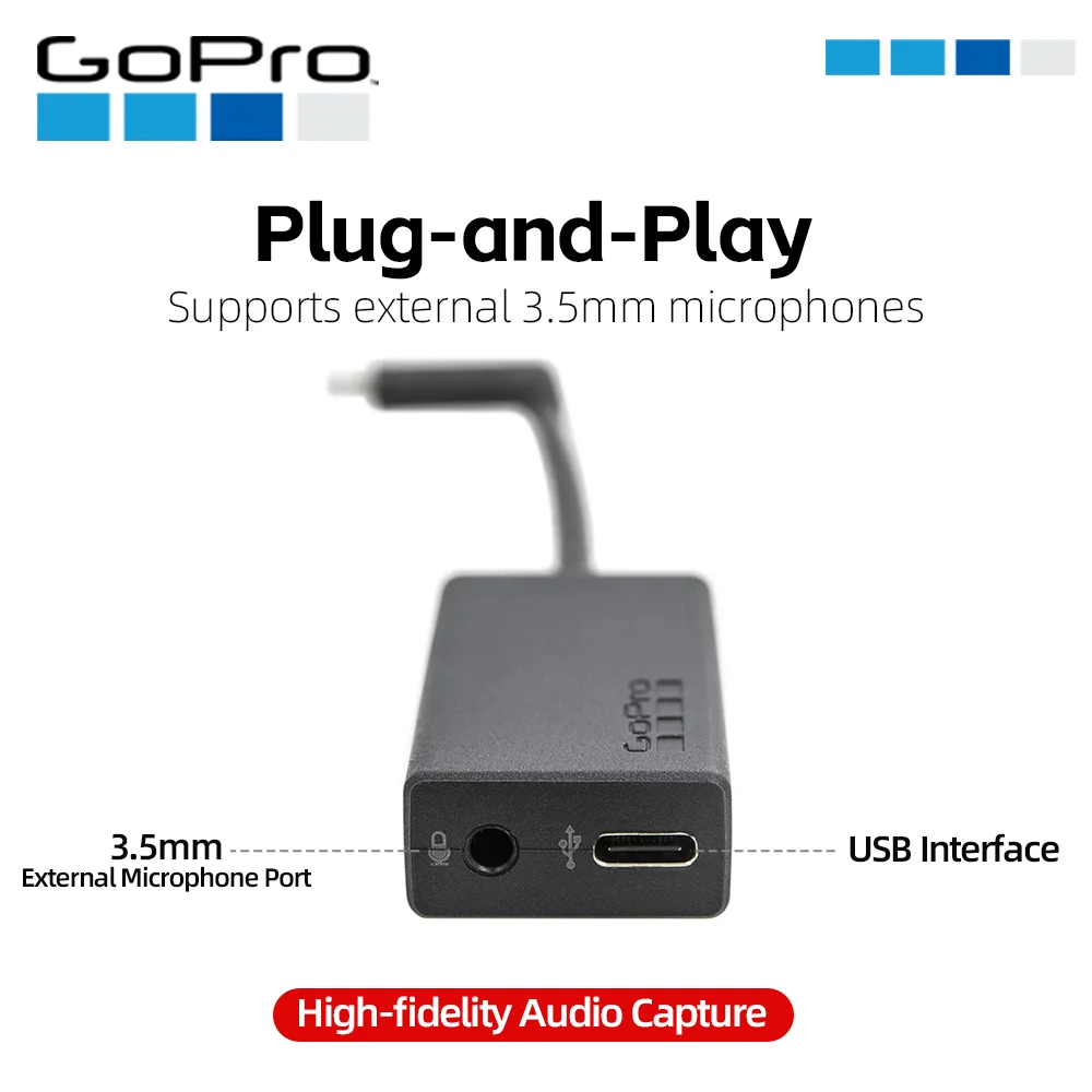 Adaptateur Micro 3.5mm pour GoPro HERO13-5 Pro - Audio Haute Qualité, montrant les connecteurs plaqués or