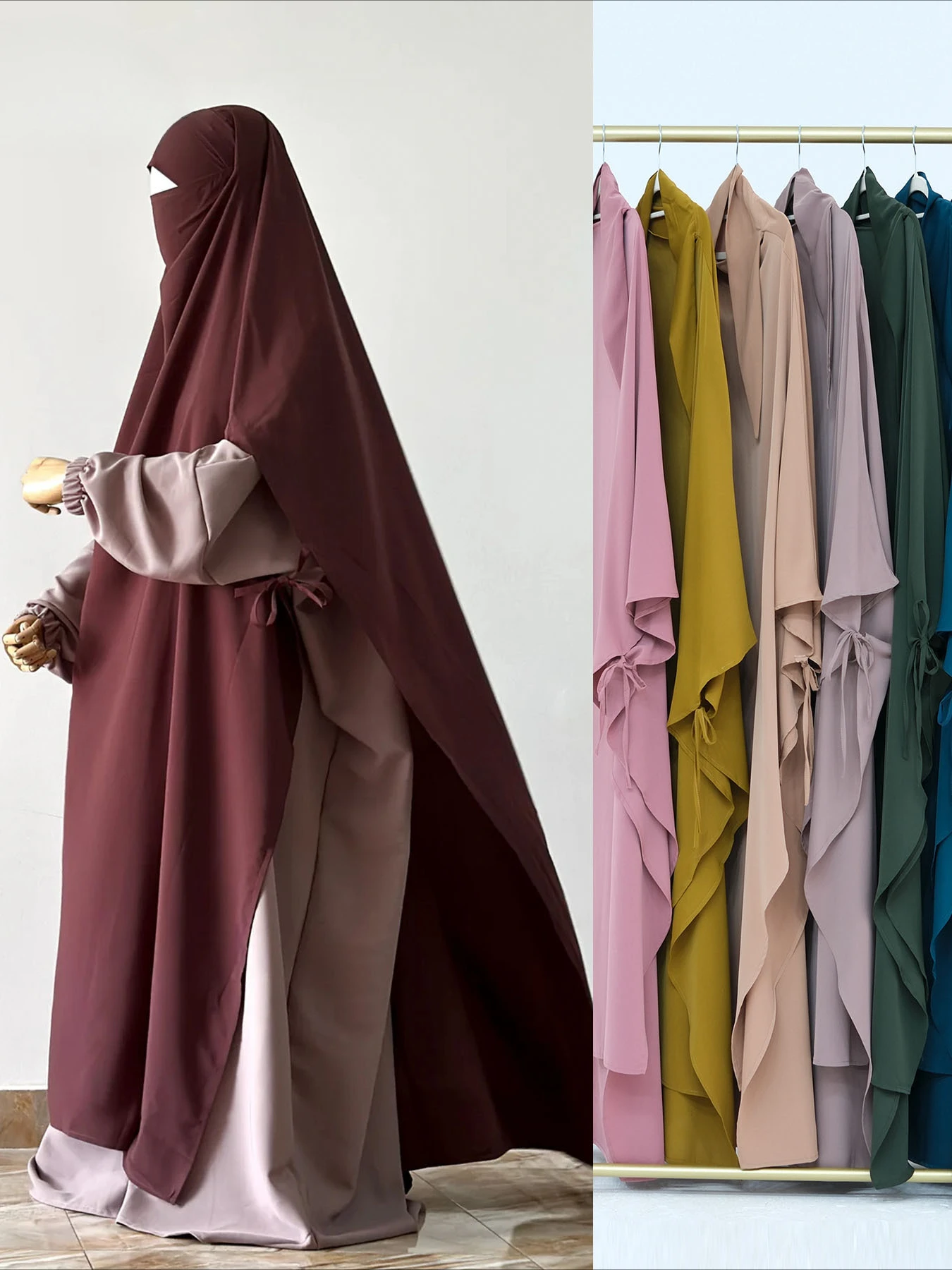 Eid Muslim Women Khimar Hijab Islamic Dubai Solid Color Scarves Turban Arab Ladies Praying Headdress Ramadan Long Headscarf