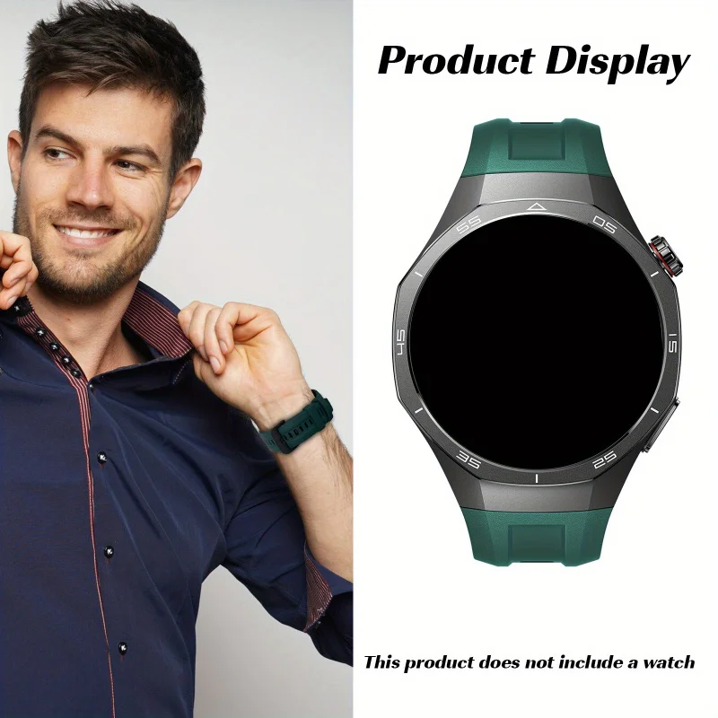Breathable Multi-Color Silicone Watch Strap, 22mm, Sporty Business Style