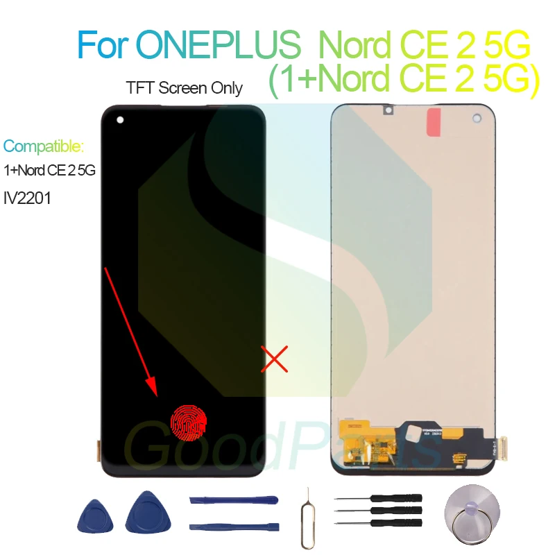 Screen Display Replacement For ONEPLUS Nord CE 2 5G 2400*1080 IV2201 1+Nord CE 2 5G LCD Touch Digitizer lcd display screen