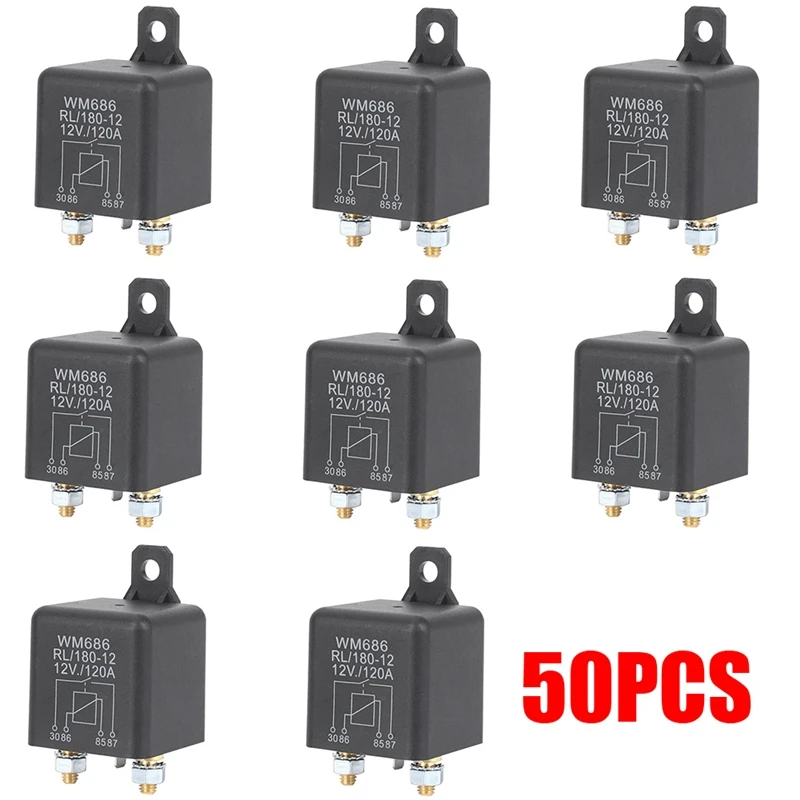 

50PCS Car Starter Relay DC 12V 100A 4-Pin WM686 Normal Open Car Starter Relay For Control Battery ON/OFF
