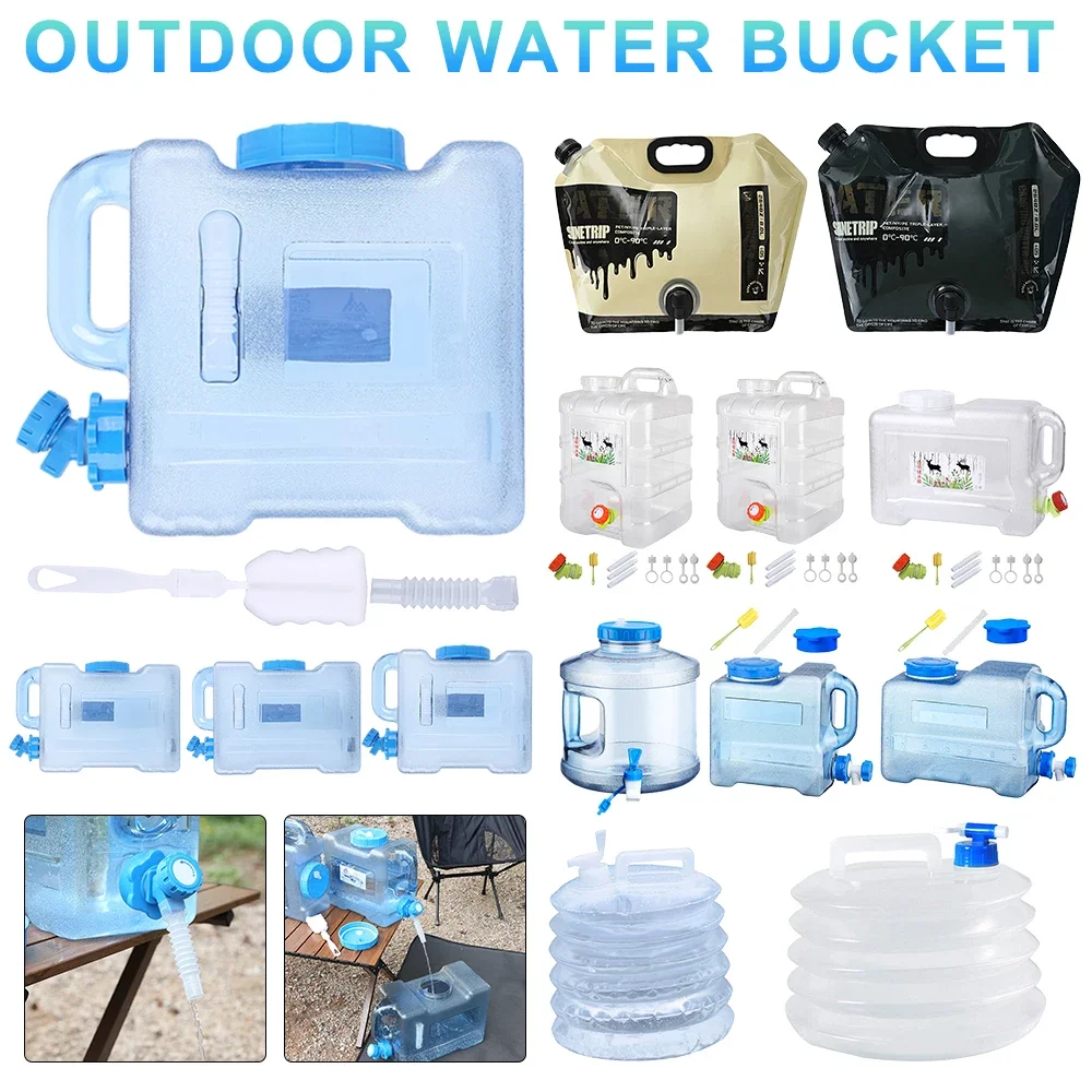5/18L Outdoor Bucket Food Grade Car ​Tank Hiking Camping Bucket Carrying Water Bag With Faucet For Outdoor Water Storage Tools