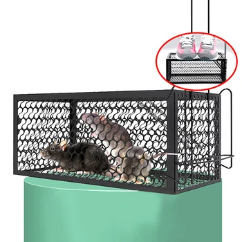 Trappola per topi riutilizzabile intelligente autobloccante Sicura e solida Rete in ferro umano Trappola per roditori Gabbia per raccoglitore di topi per uso domestico Giardino esterno per interni