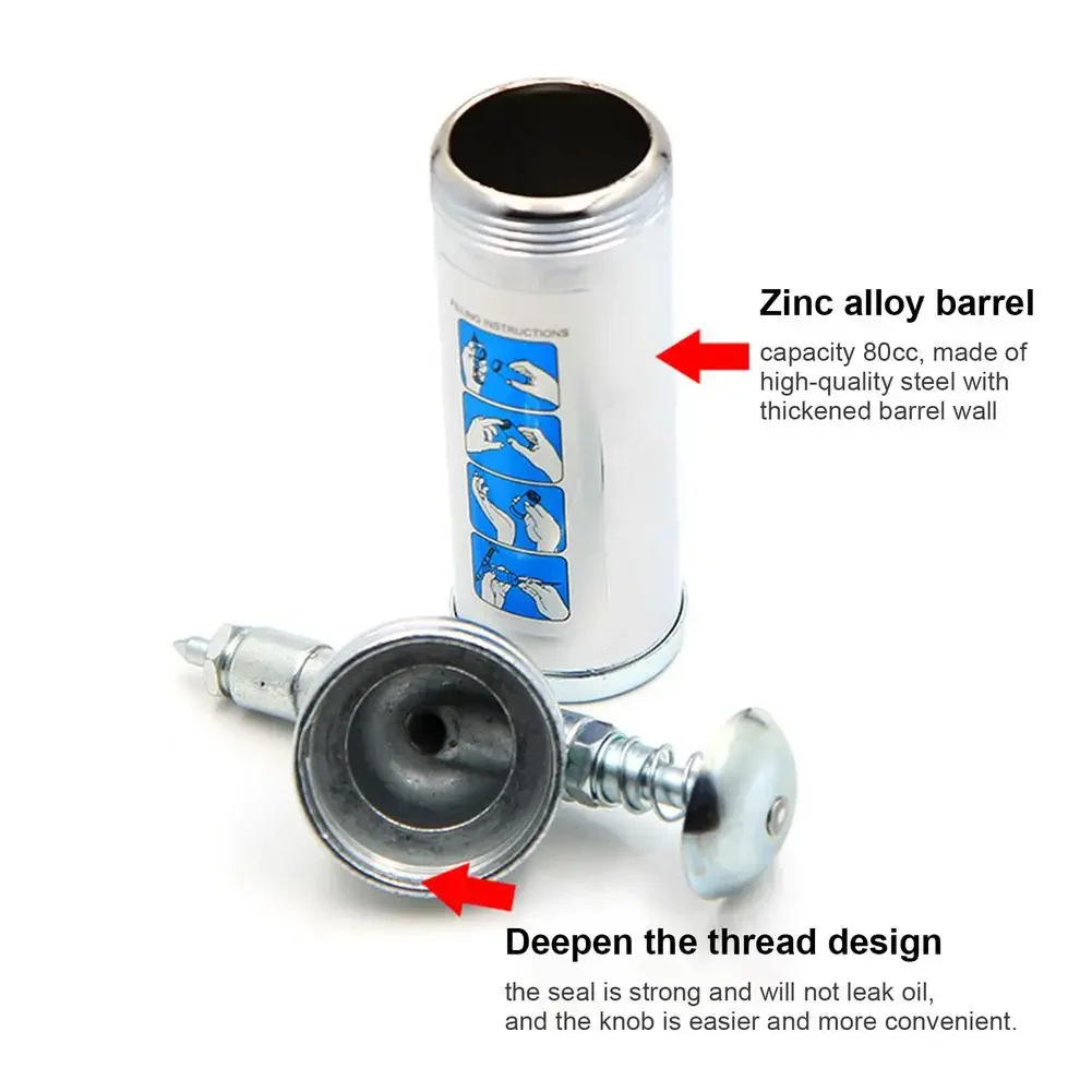 80cc Capacity 1000psi High-Pressure Oiler For Bicycle Motorbike Cycling Mini Grease Guns Machine Single Hand Pump Operation Tool