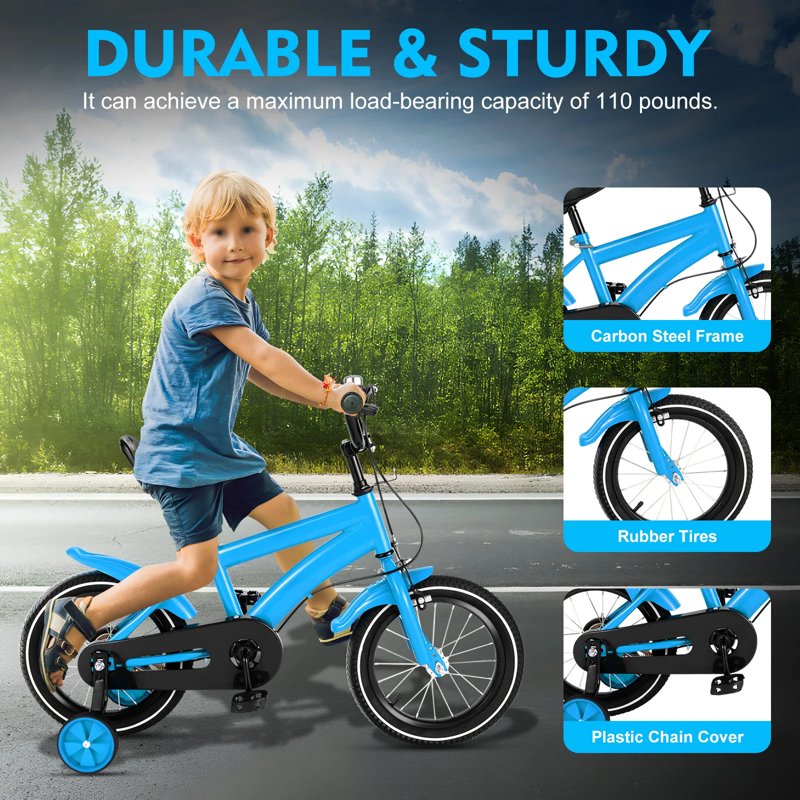 14 Zoll Unisex Kinderfahrrad Muslimate Jungen Maldchen Fahrrad Ab 3-6 Jahre Dhl Blau