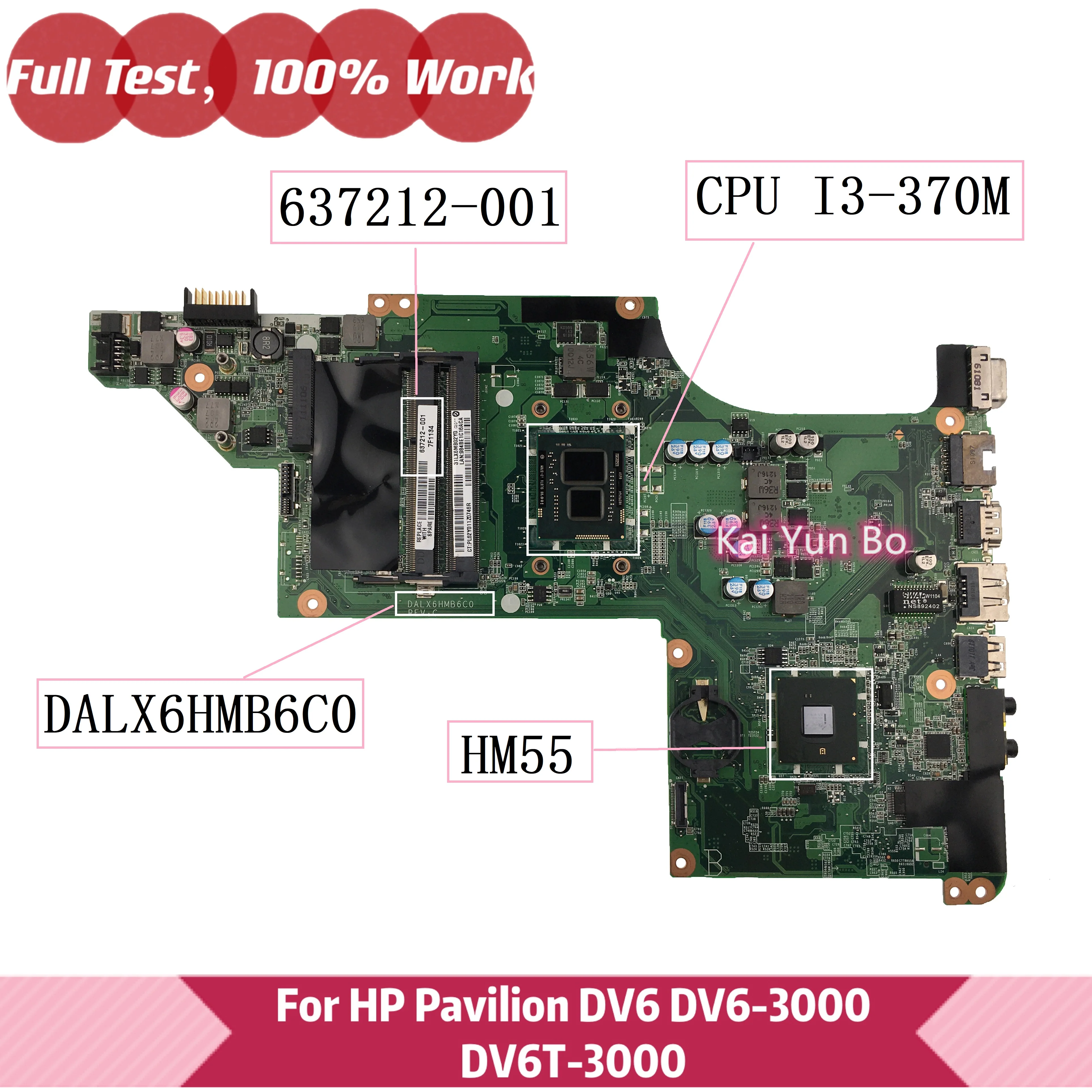 

Mainboard 637212-001 For HP Pavillion DV6 DV6-3000 DV6T-3000 DV6-3236NR DV6-3200 DV6-3230US Laptop Motherboard DALX6HMB6C0 HM55