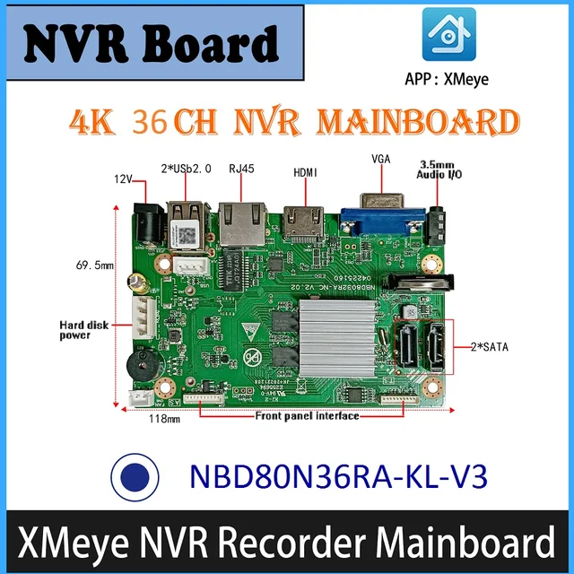 XM 36CH / NVR monitoring eye xmeye hard disk video recorder 8MP / 4K face recognition monitoring network motherboard 4
