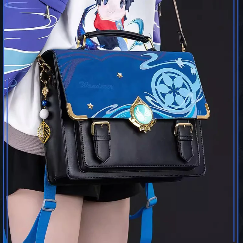 Genshin Impact Wanderer Cosplay PU Mochila, Bolsas Vintage Tartaglia, Klee Venti Hutao Satchel Bag, Bolsa Kazuha