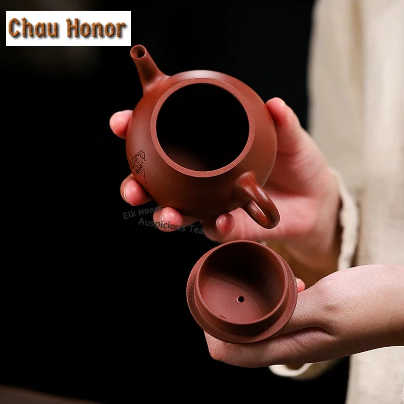 170ml Boutique Yixing Purple Clay Teapots Handmade Pyriform Pot Raw Ore Mud Tea Soaking Kettle Chinese Zisha Tea Set Cafes Gift