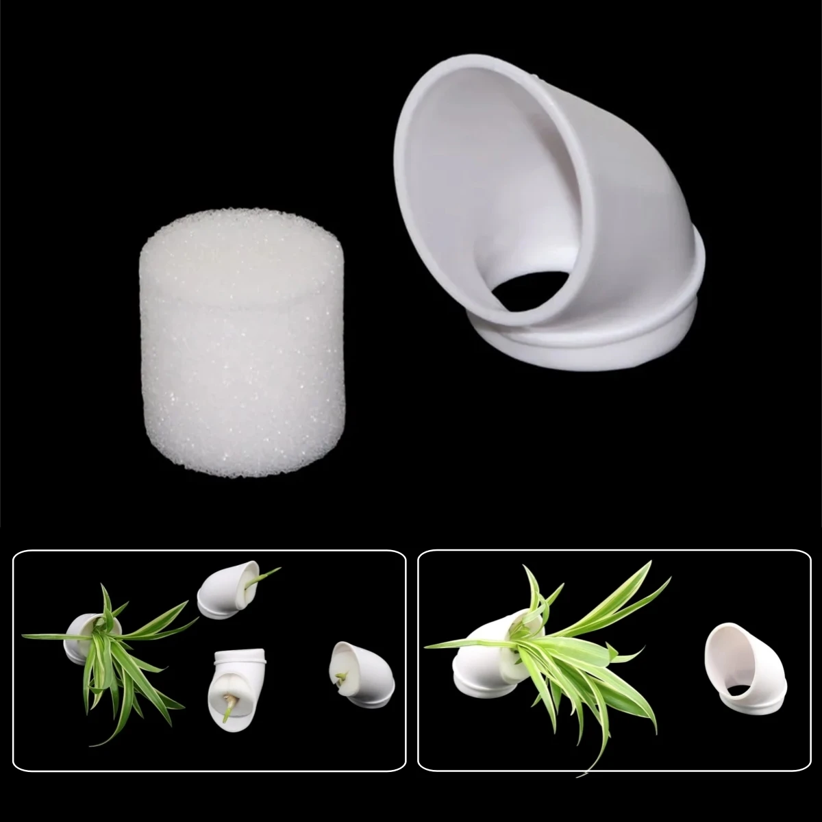 10Pcs PVC Pipe Soilless Hydroponics Plant Cups and Sponges, hydroponic planting tools, hydroponic root sponges